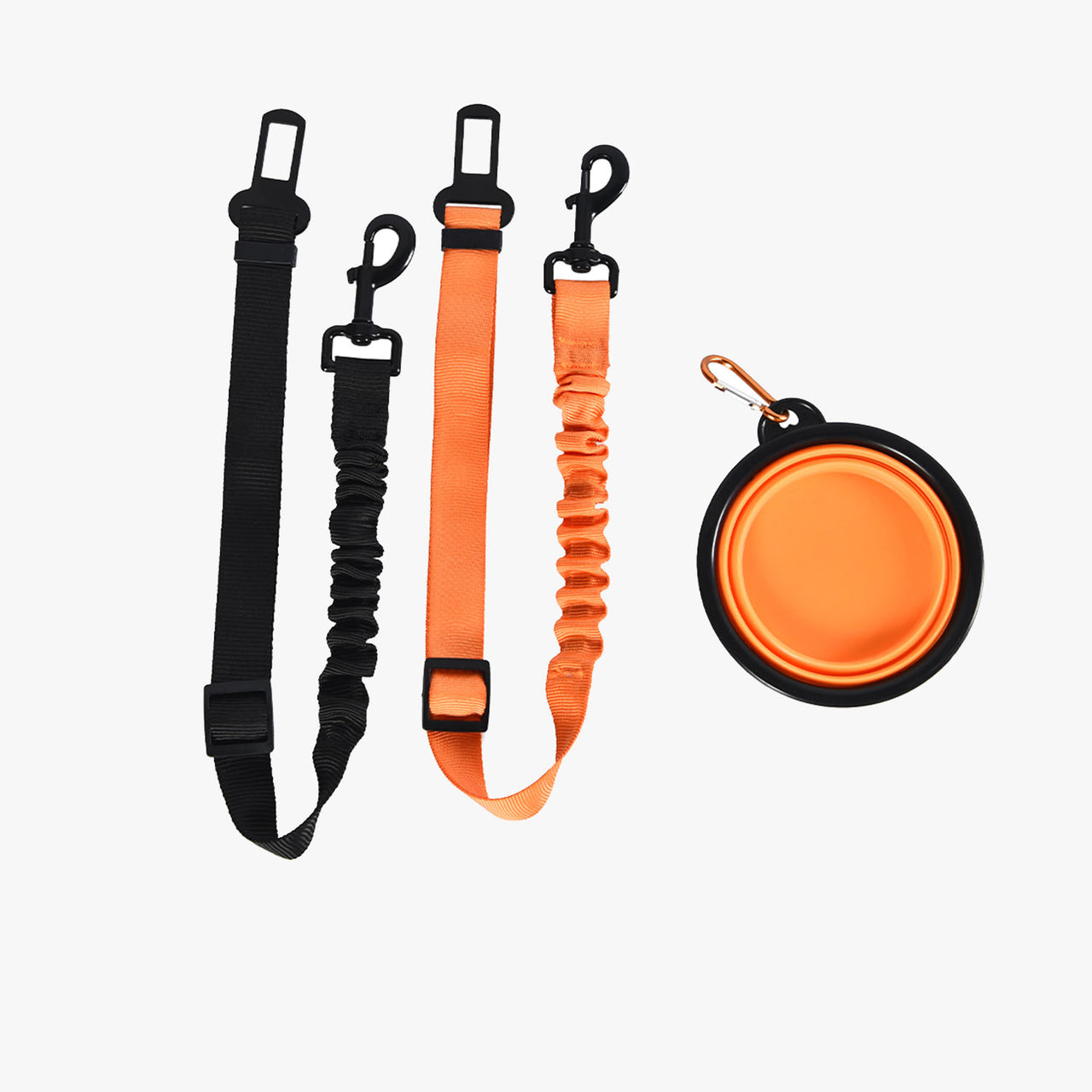 Car Safety Belts & Folded Pet Bowl - EARTHY PAWZ