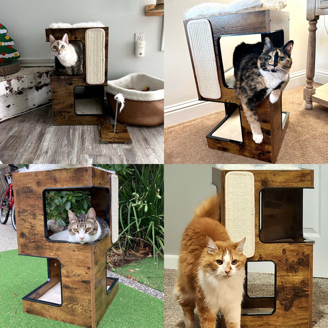 3 in 1 Wooden Cat Condo with Nightstand Function