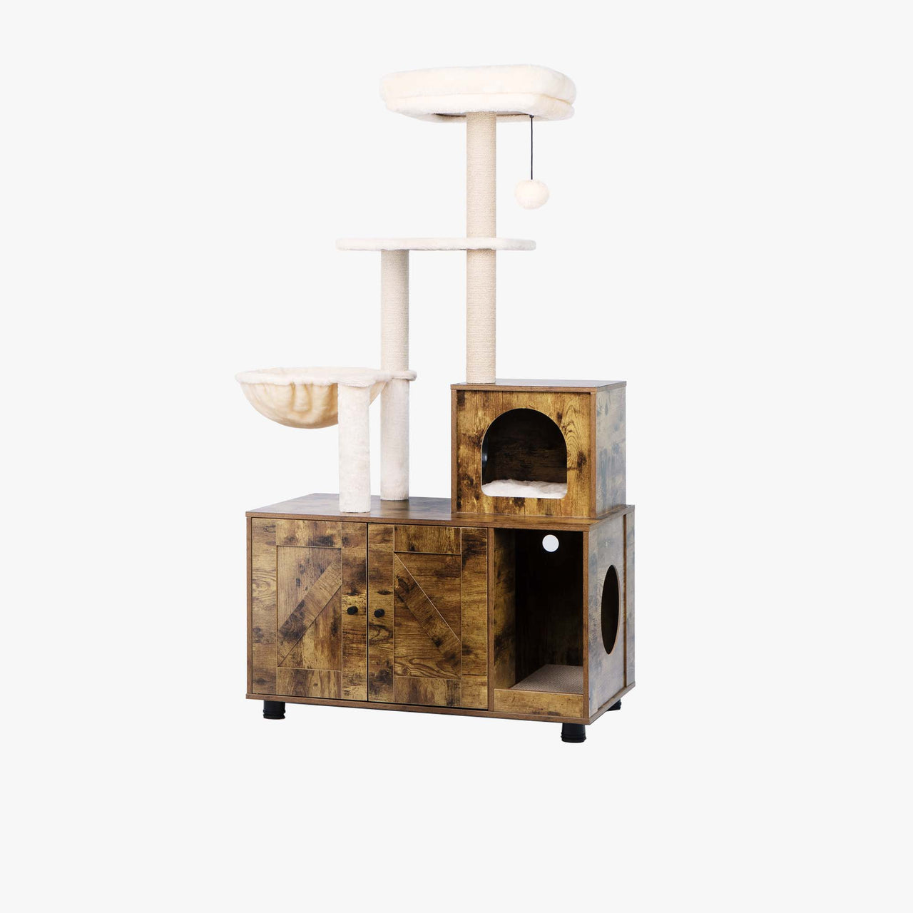 2-in-1 58" Cat Litter Box Enclosure with Cat Tree