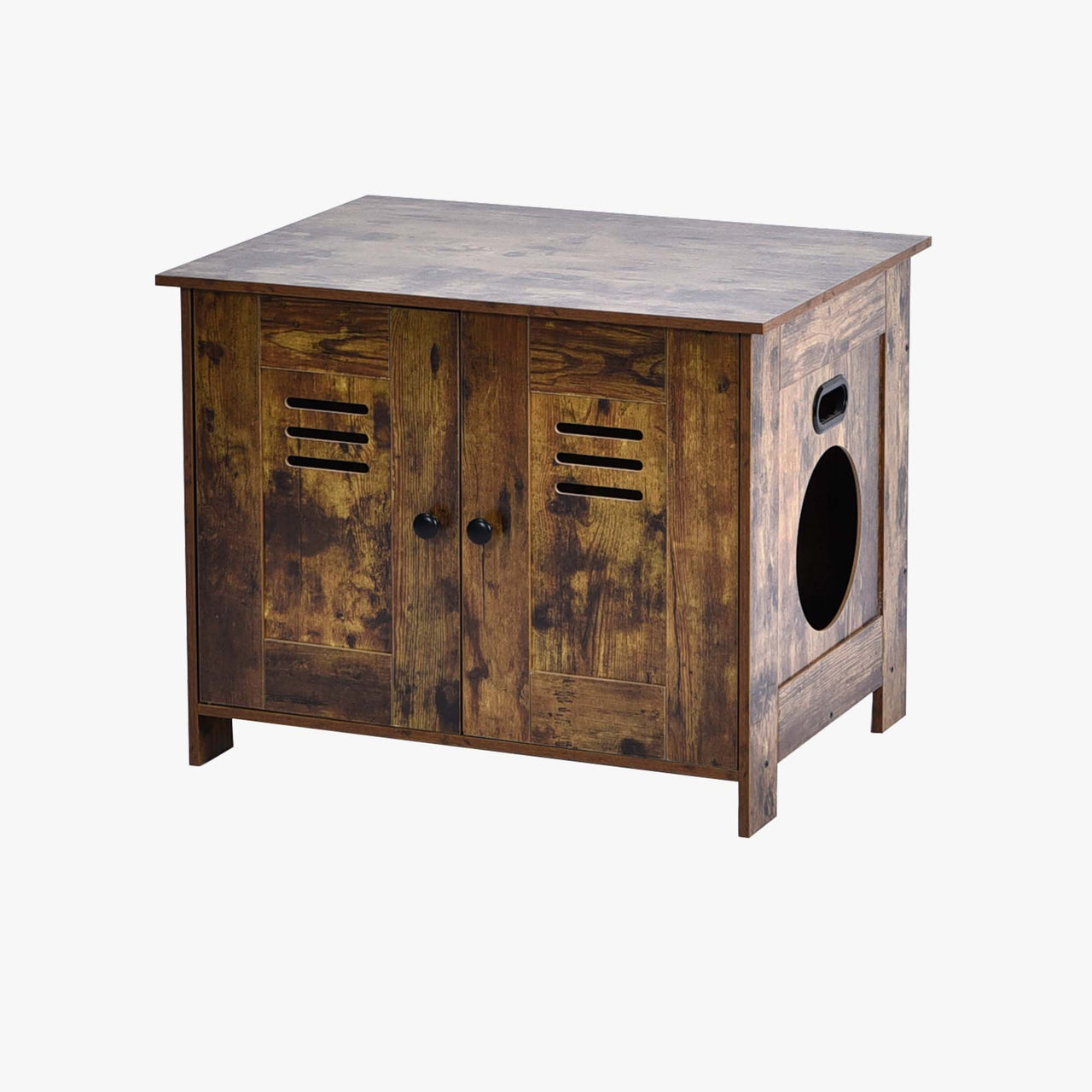 2 in 1 Cat Litter Box Enclosure Brown (Double Door Litter Box Furniture