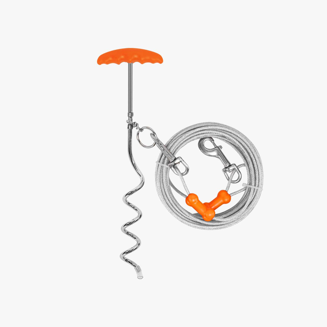 Reflective Vinyl-Covered Tie-Out Cable & Spiral Stake