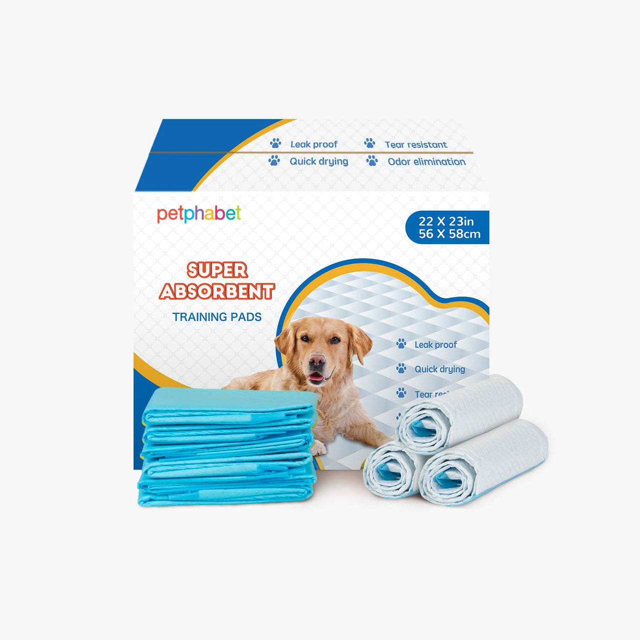 Dog Training Pads 22" x 23", 100 Counts - Petphabet