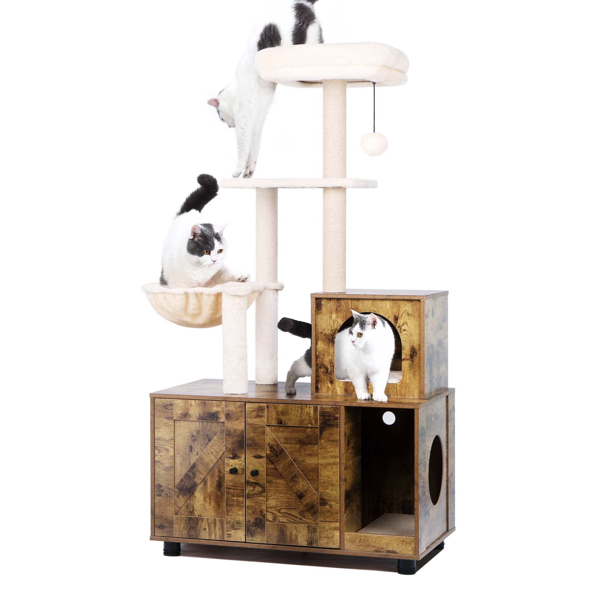 Cat tree 2024 litter box combo